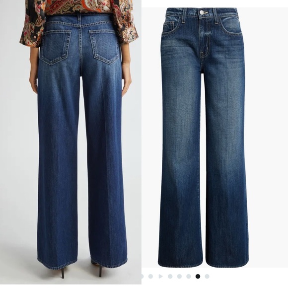 L’Agence High Rise Wide Leg Dark Jeans Women 29 Alicent Grainger Business Casual - Picture 1 of 13
